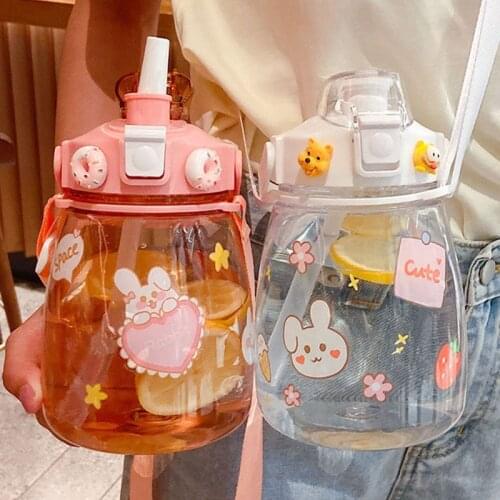 1200ml Plastic Water Bottle Tour Drinking Bottle Large Capacity Straw Plastic Cup for Kids/Girl/Adult Outdoor Sports Bottle