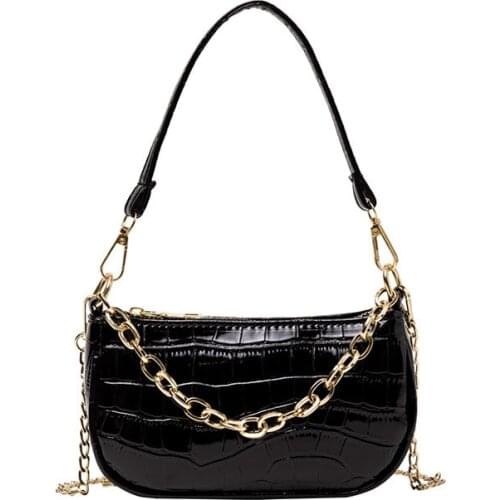 Retro Crocodile Pattern Shoulder Bags For Women Fashion PU Leather Womens Crossbody Bag Solid Color Small Square Bag