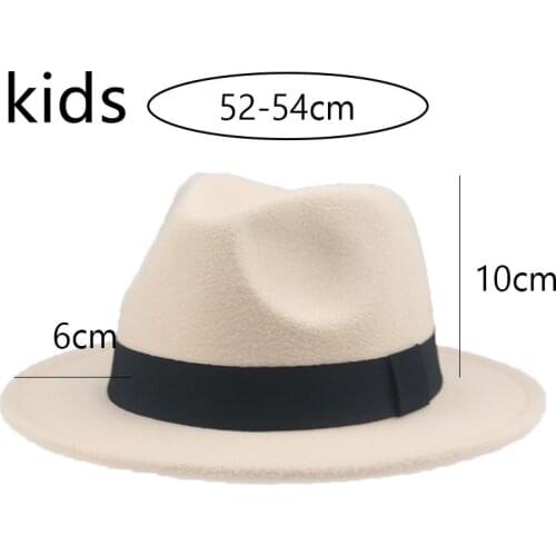 New kids hat fedoras ribbon band solid camel khaki cowboy hats wedding church formal felted kids child hats sombreros de mujer