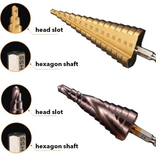 Spiral step tower type step reamer stainless steel iron aluminum plate metal hole opener bit drill m35 4-32