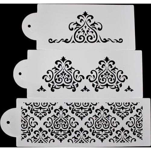 3PCS Cake Biscuit Stencil Bakery Tool Fondant Mold Crown King Princess Queen Bakeware Baking Fondant Cake Stencil Template Mold