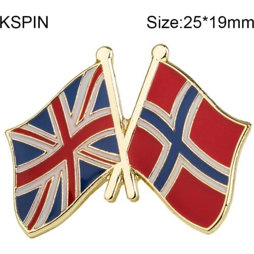 UK & Norway Friendship Natinal Lapel Pins Flag Lapel Pins Country Flag Badge Flag Badge Brooch XY0448