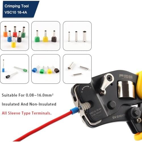 VSC10 16-4A Mini-type 0.08-16mm2 26-5AWG Hand Tools Self-Adjustable Crimping Plier Tube Bootlace Terminal special clamp tool