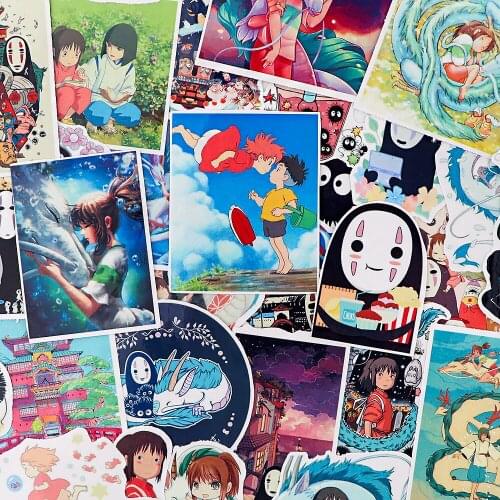 DB715 34pcs/set Japanese Anime Cartoon Anime Cat Stickers Laptop Motorcycle Bike Guitar Skateboard Waterproof Sticker