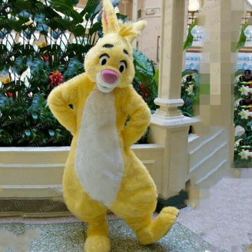 Yellow Rabbit Mascot Costume Hairy Hare Easter Mascot Fursuit Cartoon Cosplay Set Christmas Kids Gifts Unisex Adult Size