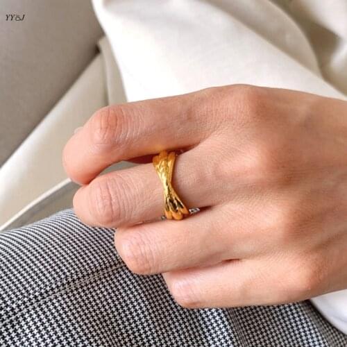 Twist crossover layered rings for women stainless steel gold rings vintage minimalist wholesale items streetwear 90s accessory