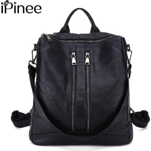 IPinee 2020 Female backpack mochila feminina casual Multifunction Women Genuine Leather Backpack Female Shoulder Bag Travel Bag