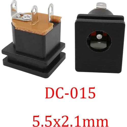 10Pcs/Lot 5.5*2.1mm DC-015 DC Power Socket ConnectorS 5.5x2.1mm DC015 DC Female Jack Square PCB Panel Mounting Interface Adapter
