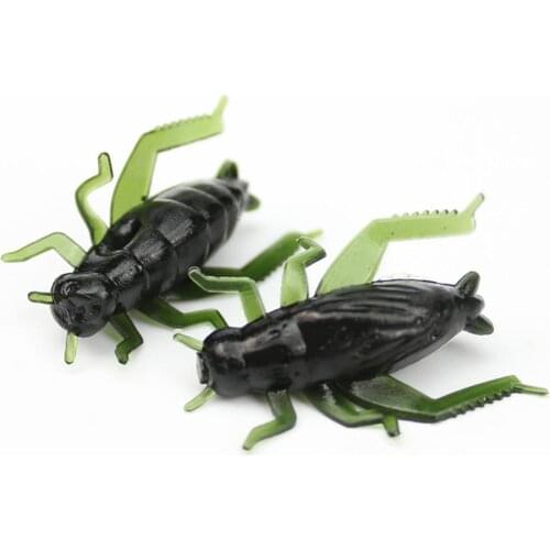 10pcs/lot Cricket Fishing Lures Artificial Soft Insect Bait Pesca Lightweight Grasshopper Floating Ocean Wobblers Silicone Bait