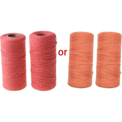 2 Roll 1mm Pure Cotton Loom Warp Thread Yarn for Weaving Carpet Tapestry Rug DIY E56C