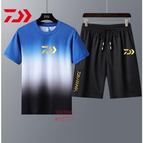 2021 Daiwa Fishing Suit Men Summer Outdoor Sports Quick Drying Breathable Short Sleeve Fishing Sets Shirt Shorts Fishing Clothes