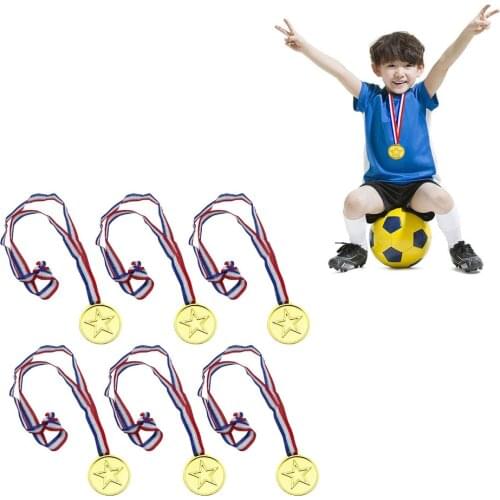 24pcs Kids Plastic Gold Winner Award Medals Toys with Ribbons for Kindergarten School Competitions Sports Day Party Supplies