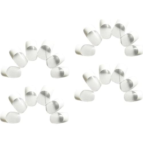 24 Count Replacement White & Clear False French Nail Art Tips UV Gel False Nail Tips with Glue Sticker