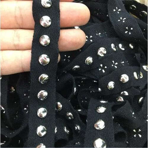 5M/lot 1.8cm wide cotton webbing copper beads canvas belt clothing belt shoulder collar strap accessories decorative lace X192