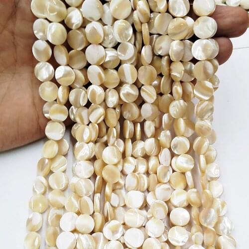 8mm10mm Fashion Natural Shell Loose Beads Strand Yellow Shell Round Shape DIY for Necklace Bracelets Earrings Christmas Jewelry