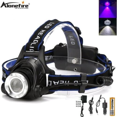 Alonefire HP79-WU multi-functional head lamp led ultraviolet uv zoomable headlamp flashlight lantern torch