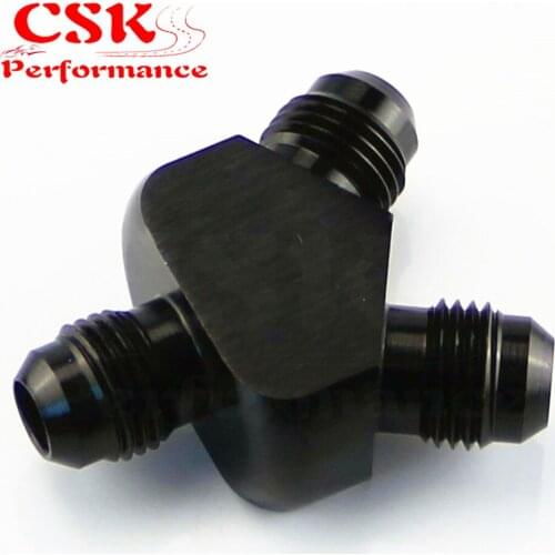 AN6 To -6AN X 2 Aluminium Y block Adapter Fittings Y Adapter Black