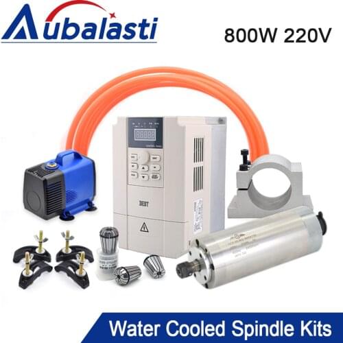 Aubalasti 800w CNC Router Spindle Motor 220V 5A Water Cooling Spindle Kits GDZ-65-800 ER11 24000rpm for CNC Wood Router Machine