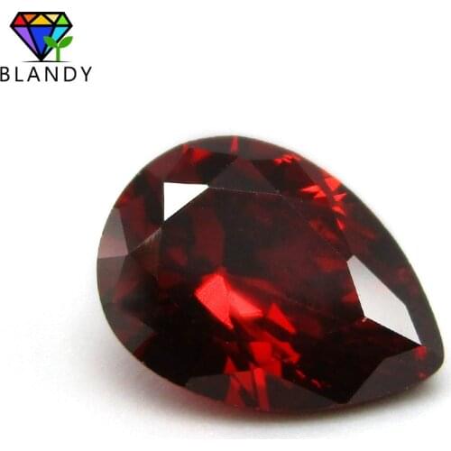 Free Shipping 5A 2x3~13x18mm Pear Cut Garnet Cubic Zirconia Stone Machine Cut CZ Stones Synthetic Gems For Sale