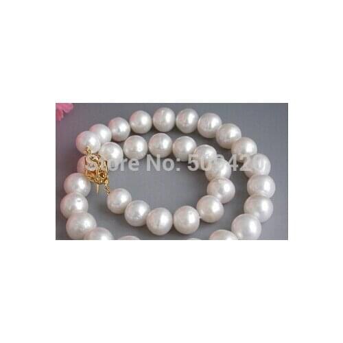 Free shipping >>>> REAL 17" 12mm ROUND white FRESHWATER PEARL NECKLACE