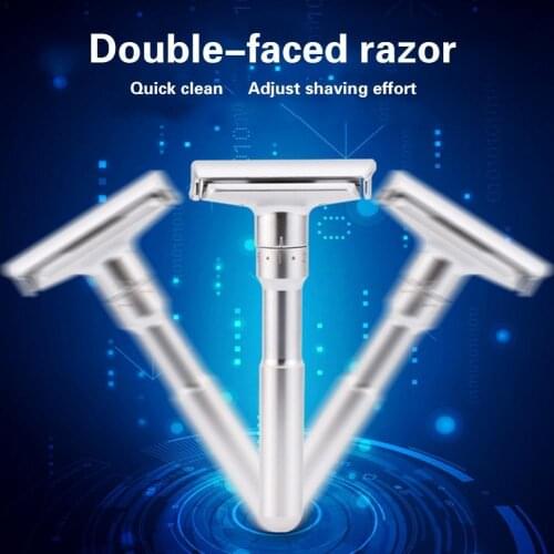 Adjustable Safety Double Edge Classic Mens Shaving Shaver 5 Blades File Aggressive with Mild it Hair to 1-6 Removal E6C8