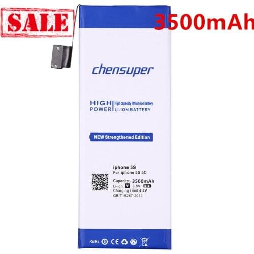 Chensuper 2020 100% New 3500mAh Battery for iphone 5S for iphone5S for iphone 5c for iphone5C free tools+Sticker