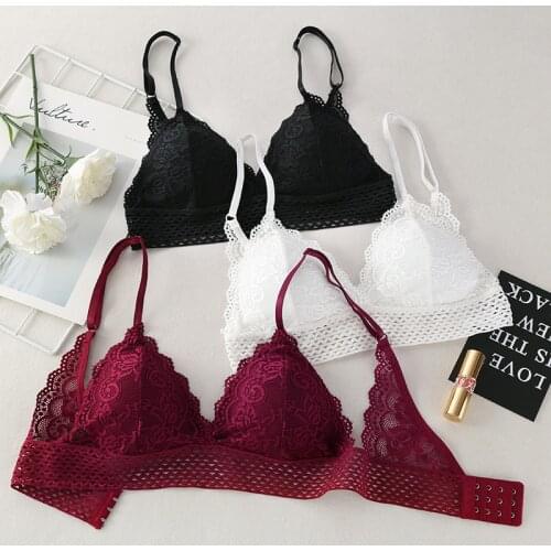 Lace Bralette Sexy Bras For Women Floral Lace Underwear Deep V Transparent Bra Backless Brassiere Lingerie Push Up Bra