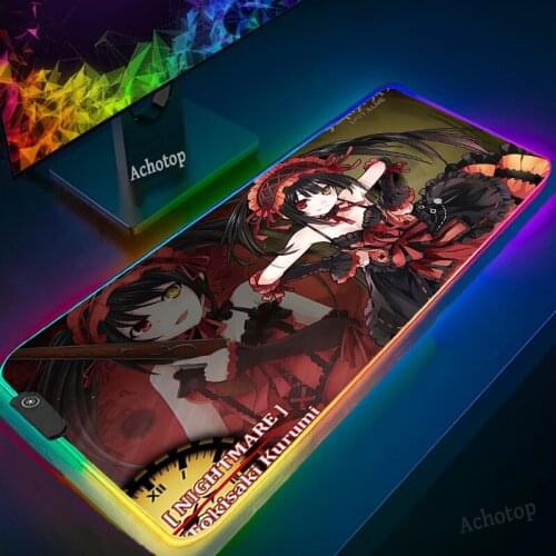 Date A Live RGB Gaming Mouse Pad Rubber Mat RGB Colorful LED Lighting Gaming Mouse Pad For PC Computer 3D24 USB Mouse pad gamer