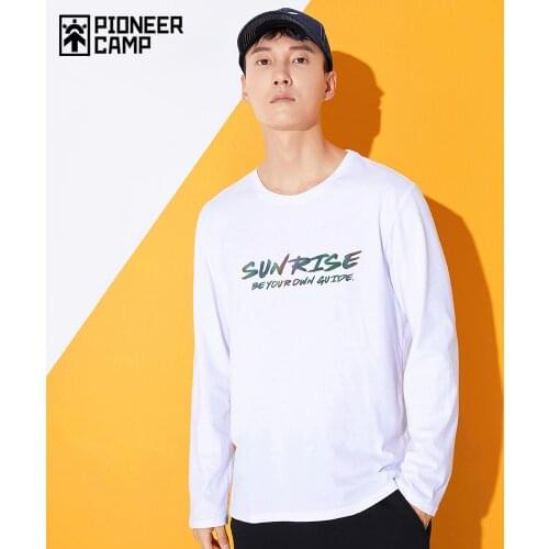 Pioneer Camp New t shirt Men Causal 100% Cotton Autumn Long Sleeve Loose Black White Streetwear Men Clothing XCK01001003H