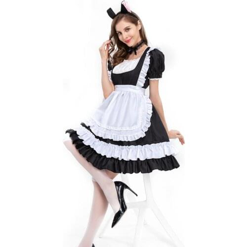 Women Sexy Maid Uniform Set Lace Tutu Dress Cotton Apron Temptation Outfits Lolita Dresses Kawaii Japanese Anime Cosplay Costume