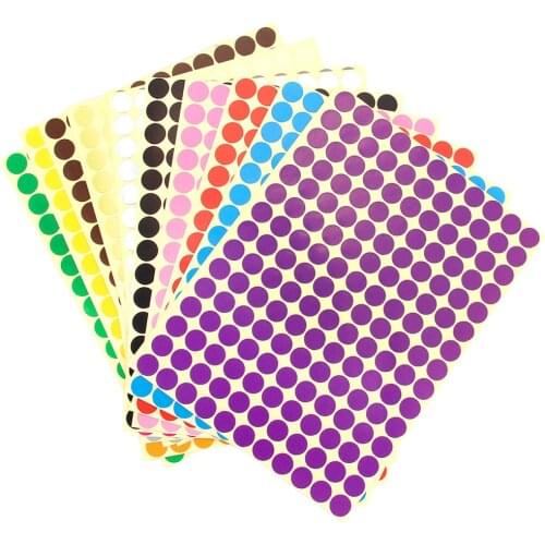 16 Sheets 10mm Circle Color Adhesive Label Dot Sticker Self Dot Sticker DIY Scrapbooking Adhesive Sticky Labels 2640 Dots