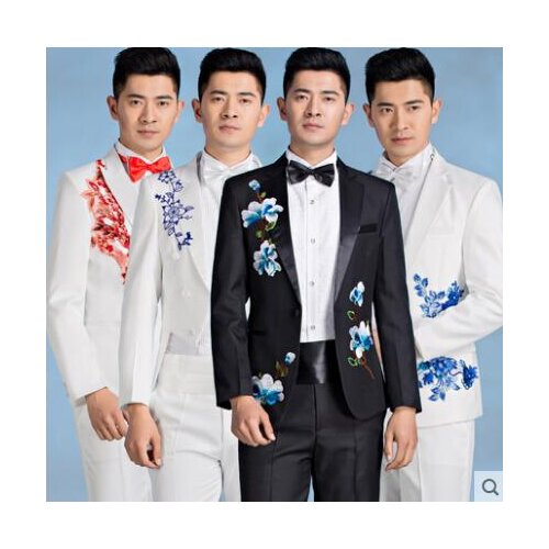 Blazer men formal dress latest coat pant designs flower suit men costume homme terno masculino trouser wedding suits for mens