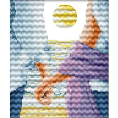 Stamped Cross Stitch Kits Preprinted Pattern Embroidery Kit for Adults Kids, Including Color Threads Cotton Cloth Needle Drawing