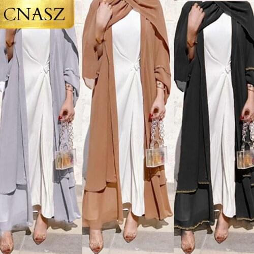 New Arrivals Abaya For Ladies Tunic Solid Color Striped Cardigan Dress Womens Robe Dubai Abaya Middle East Fashion Kimono