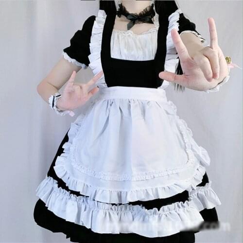 New Arrival Anime Black Cute Lolita French Maid Cosplay Costume Dress Girls Women Waitress Maid Party Stage Costumes Dress Up