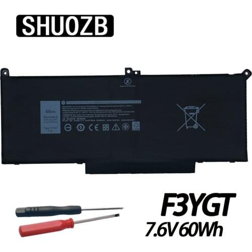 SHUOZB 7.6V 60Wh 7900mAh F3YGT Laptop Battery For DELL Latitude 12 7000 7280 7480 DM3WC 0DM3WC 2X39G