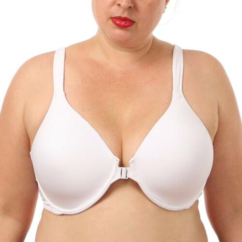 New Front Closure Wire Unlined Thin Push Up bra Seamless breasts together Adjusted white bra straps Women EU US standard