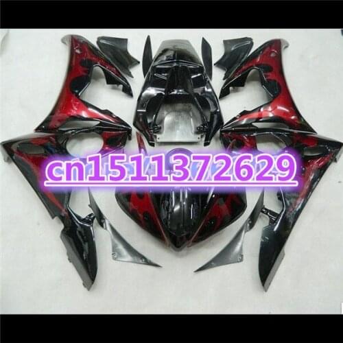 YZF R6 Fairing bodywork for YZF R6 2003 2004 2005 YZF-R6 03 04 05 red flames black YZFR6 600 03-05 fairing kit-Dor D