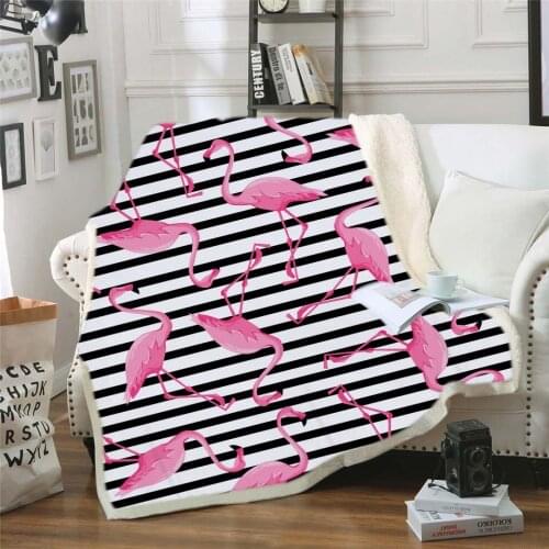 Hoodie Blanket Plush Throw Blanket 3D Pink Striped Flamingo Printed Sherpa Fleece Microfiber Throw Blanket 2019 Drop Shipping