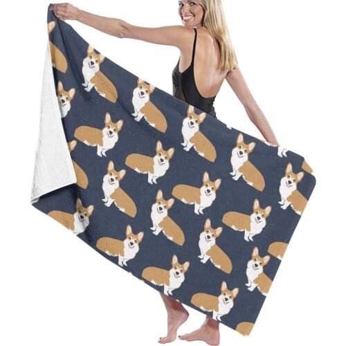 Dog Cute Welsh Corgi Puppy swimming face towel Microfiber Absorbent bathroom Home kitchen thicker Dog Cute quick dry Bath Towel