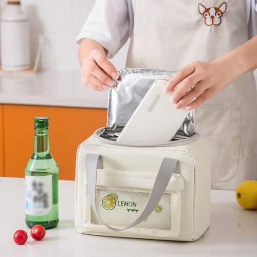 Portable Lunch Bag Thermal Insulated Lunch Box Tote Cooler Bento Pouch Dinner Container Childrens Meal Pack Food Storage Bags