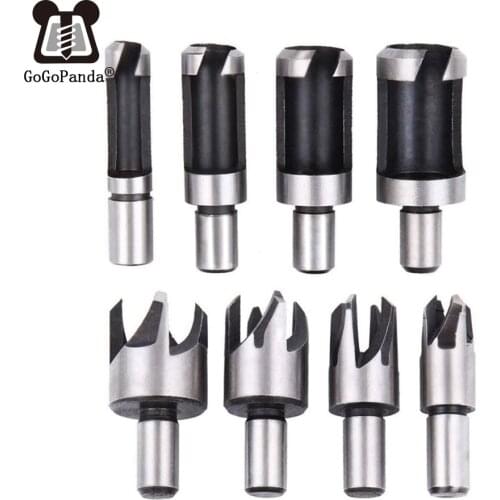 Free Shipping 8pcs Carbon Steel Claw Type Wood Plug Hole Cutter Woodworker Plug Cutting Drill Bit Professional Set