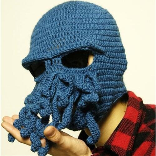 Handmade Funny Animal Cthulu Beards Octopus Hats caps Crocheted Tentacle Beanies Mens Womens Unisex Halloween Birthday Gifts