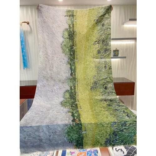 Oil Painting Pashmina Scarf Lightweight Women 100% Cashmere Scarf Wraps Shawl 200*100cm