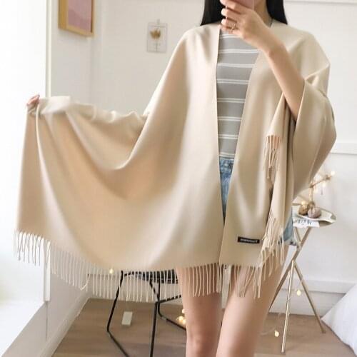 Scarf new woman winter scarf fashion female shawls cashmere-like handfeeling winter wraps solid color autumn hijab all-match