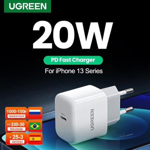 Ugreen 20W PD 3.0 Charger USB Type C Fast iPhone Charger for iPhone 12 11 Pro Max iPad Mobile Phone Wall Charger EU US Adapter