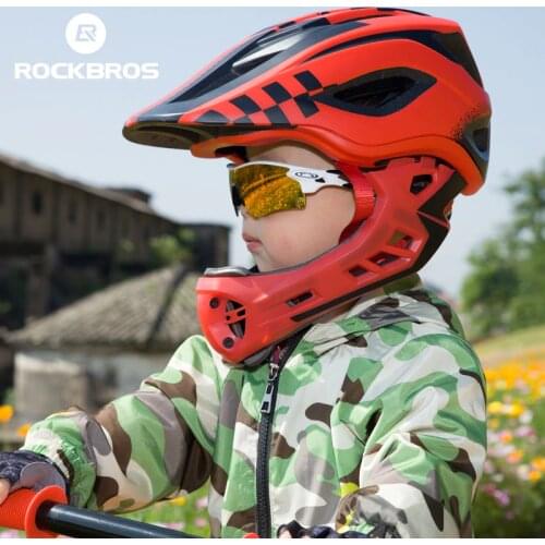 ROCKBROS Cycling Bike Helmet Full Covered Child Helmet EPS Parallel Car Children Helmet 2 In 1 Sport Safety Riding Helmets