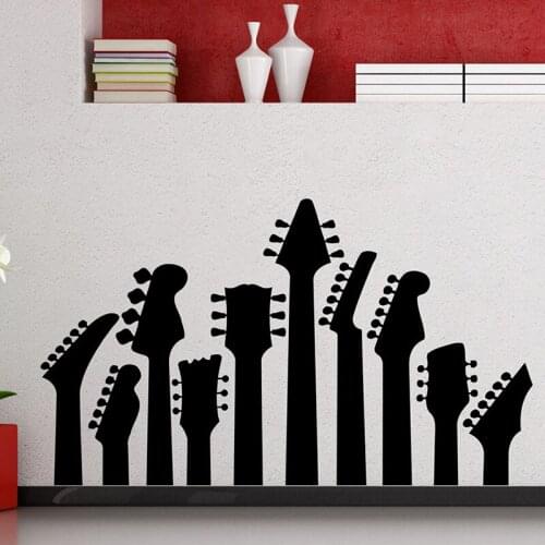 Guitars vinyl sticker Heavy Metal Rock Music Instrument Vinyl Stickers Teen Bedroom Musical Studio Interior Decor Art Mural E203