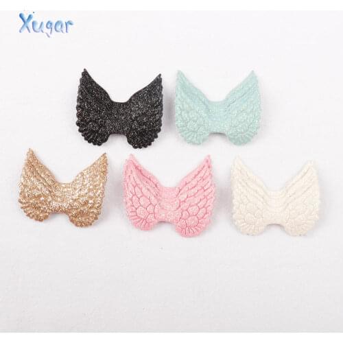 Xugar 10pcs 48mm Mixed Padded Shiny/Glittered Angel wing Shape Appliques For Kid DIY Patch And Baby HairBow Headwere Accessories