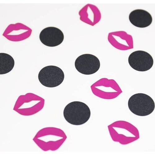1 inch Lips Confetti.Bachlorette Confetti,Bridal Shower Decor, Hot pink and black party decor, table decor